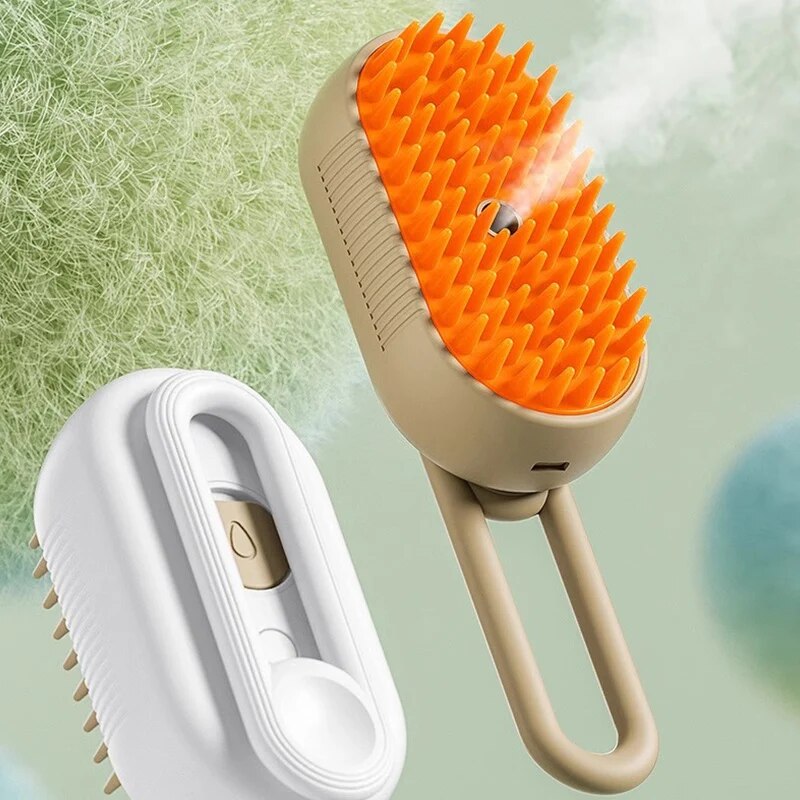 💫Cat Dog Pet Spray Massage Brush One Button Steam Spray Folding Rotatable Floating Hair Bath Hair Removal Brush Comb💫