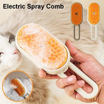 💫Cat Dog Pet Spray Massage Brush One Button Steam Spray Folding Rotatable Floating Hair Bath Hair Removal Brush Comb💫