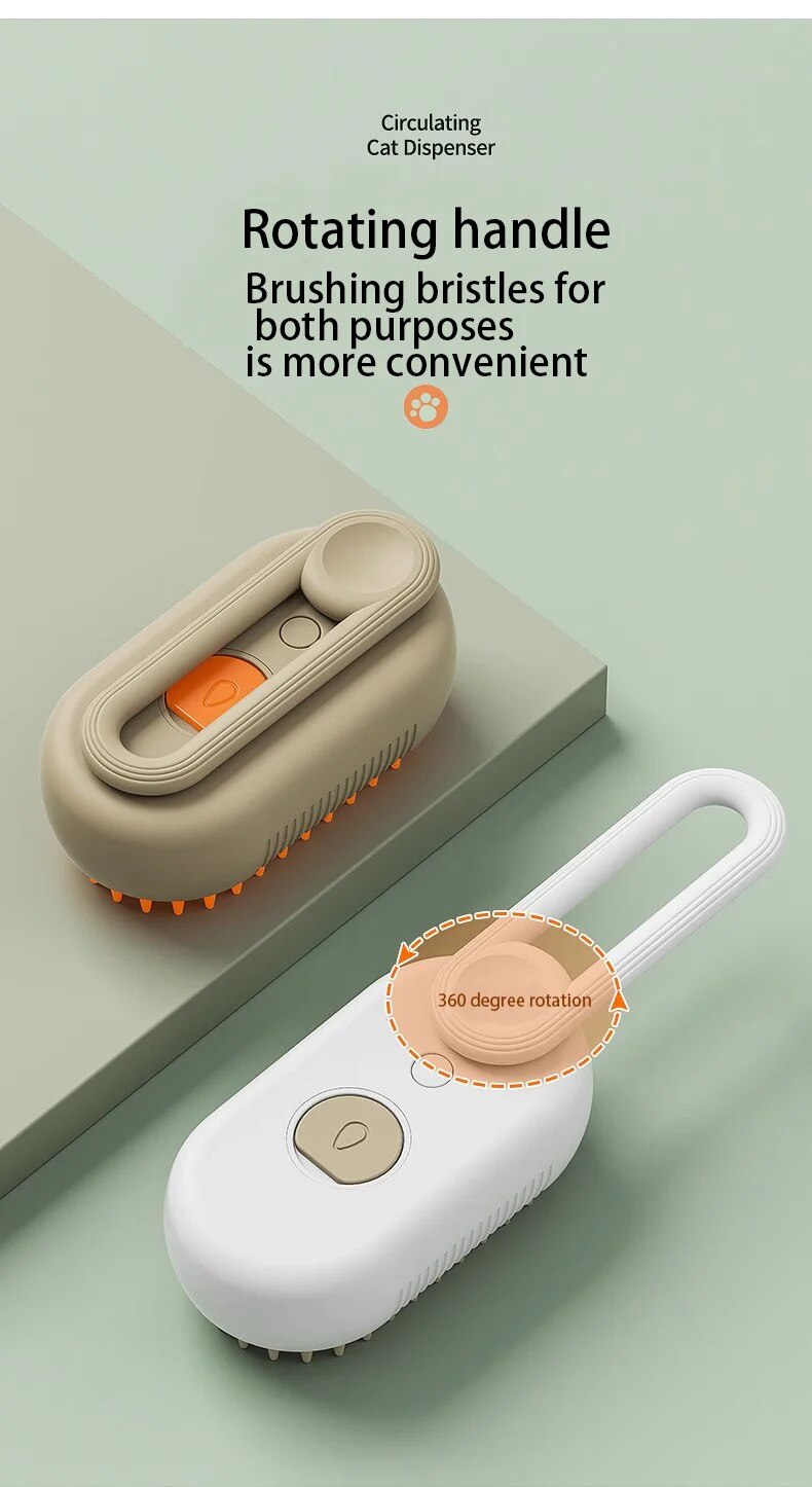 💫Cat Dog Pet Spray Massage Brush One Button Steam Spray Folding Rotatable Floating Hair Bath Hair Removal Brush Comb💫