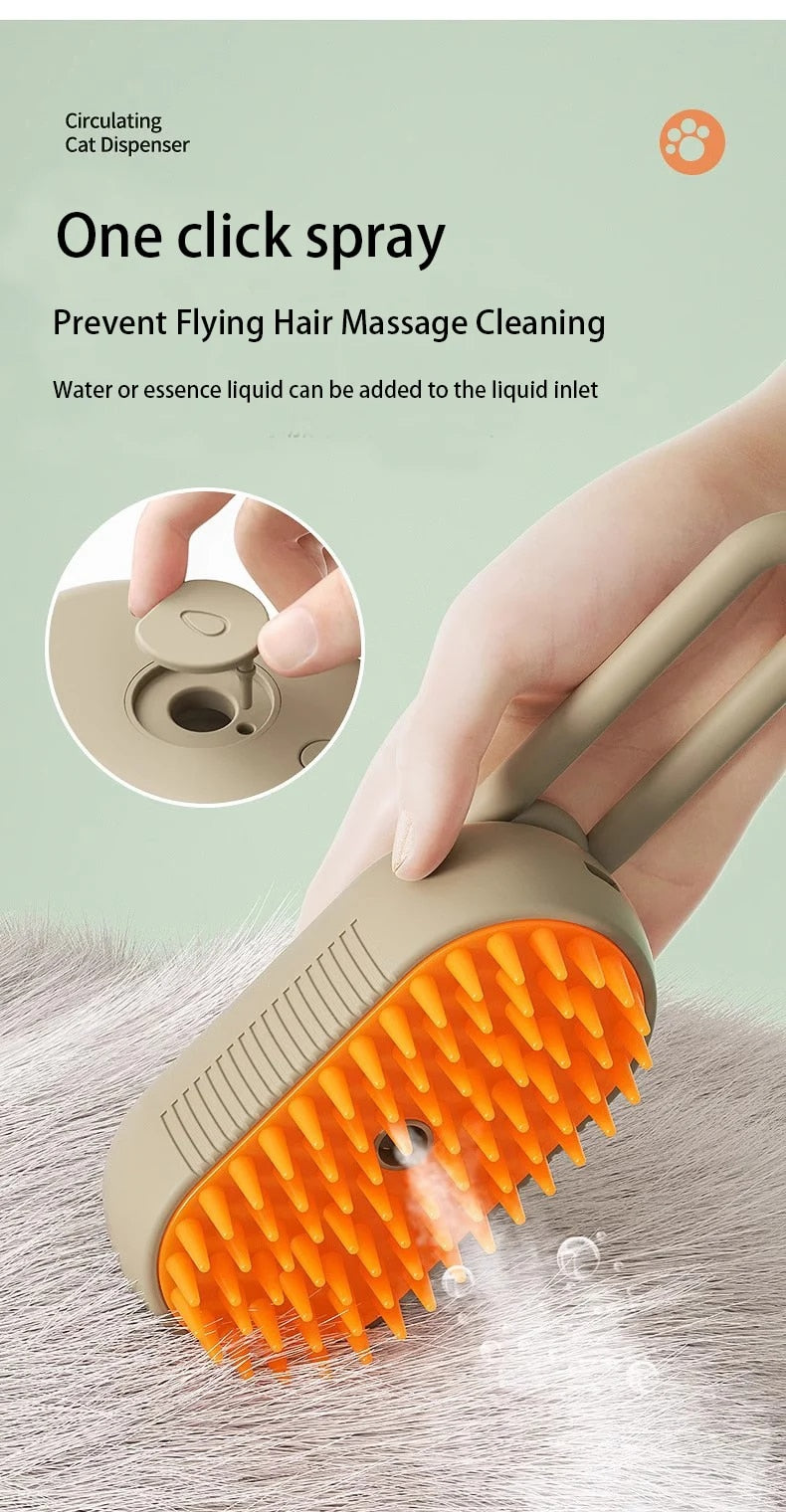 💫Cat Dog Pet Spray Massage Brush One Button Steam Spray Folding Rotatable Floating Hair Bath Hair Removal Brush Comb💫