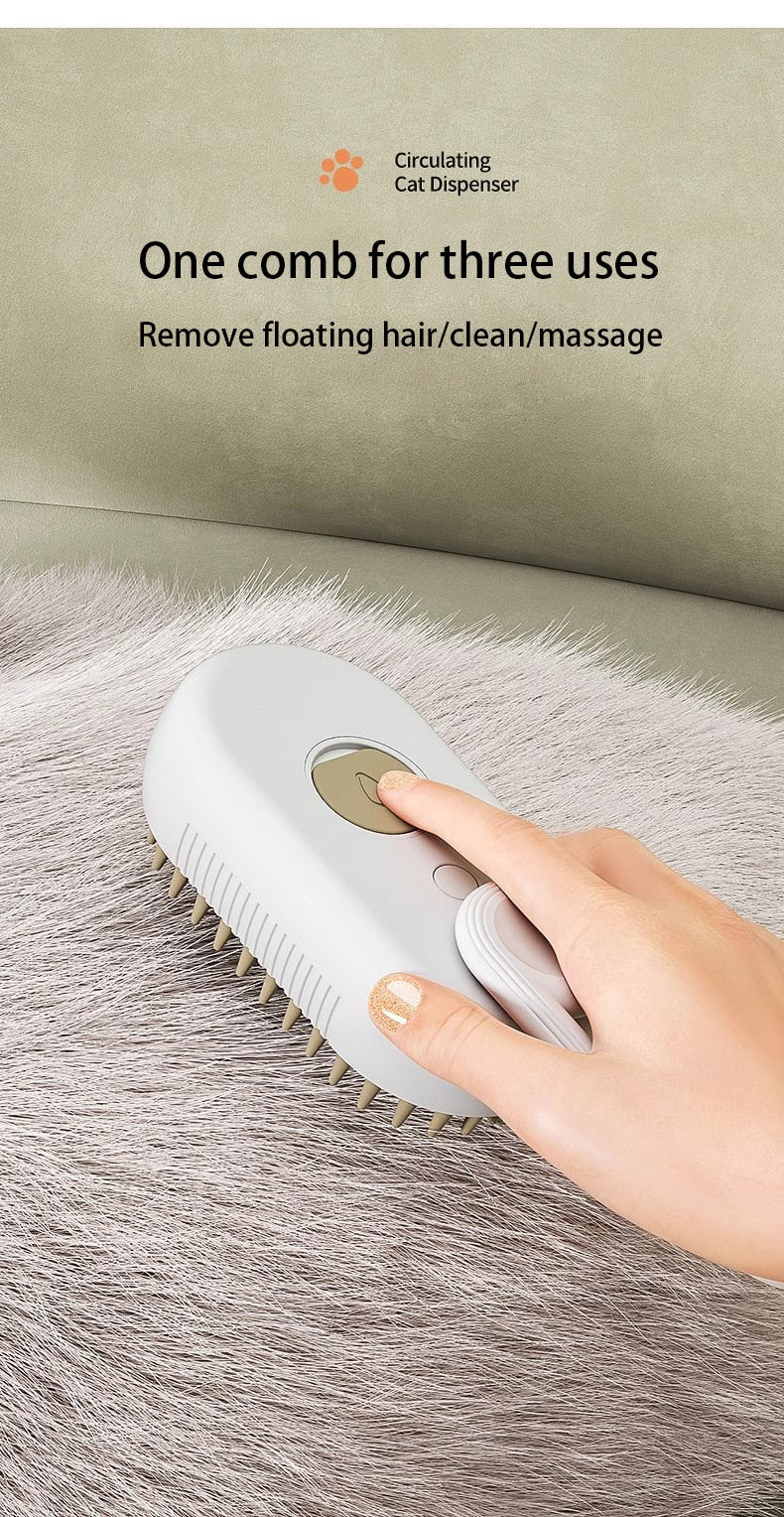 💫Cat Dog Pet Spray Massage Brush One Button Steam Spray Folding Rotatable Floating Hair Bath Hair Removal Brush Comb💫