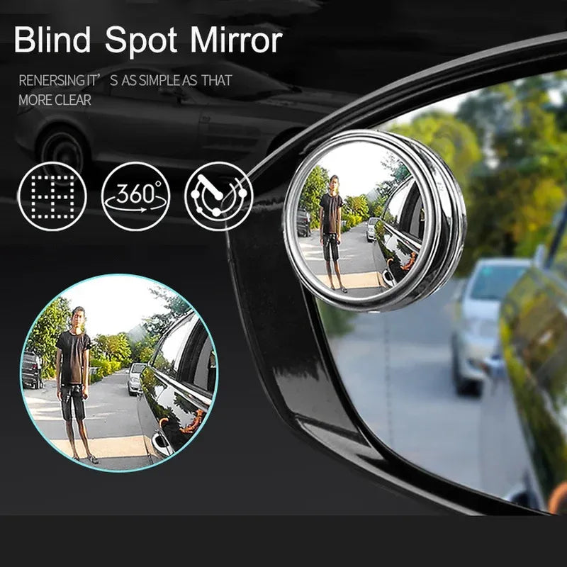 2Pcs 360 Degree Adjustable Blind Spot Mirror Car Auxiliary Rearview Convex Mirror