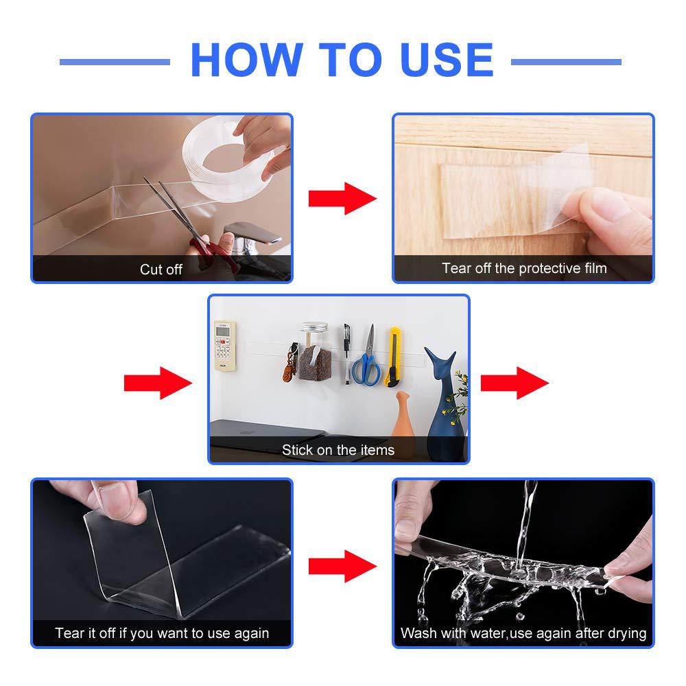 Transparent Magic Nano Tape Double Sided Grip Reusable Home Tape Traceless Glue