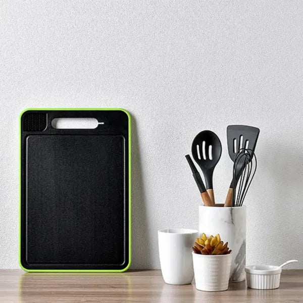 Safe Cutting Board Double Chopping Board with Defrosting Tray Grater Sharpener Kitchen Cutting Board