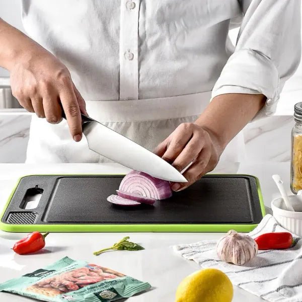 Safe Cutting Board Double Chopping Board with Defrosting Tray Grater Sharpener Kitchen Cutting Board